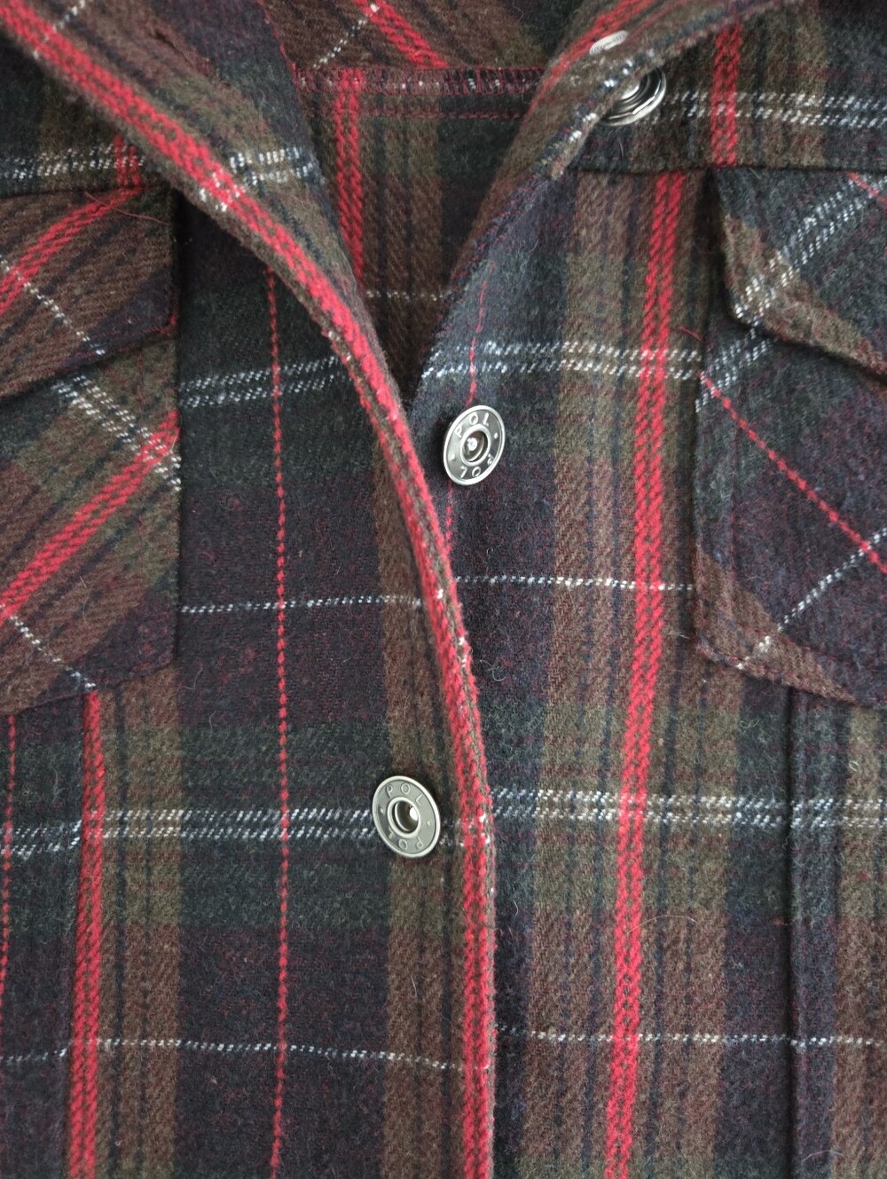 POL Plaid Cropped Raw Hem Shacket Jacket Brown Red Womens Size Medium - Picture 4 of 11